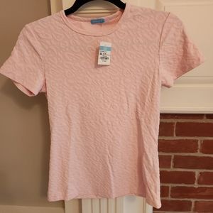 J. McLaughlin Allie Cap Sleeve Tee in Posh Cheetah Jacquard - XS